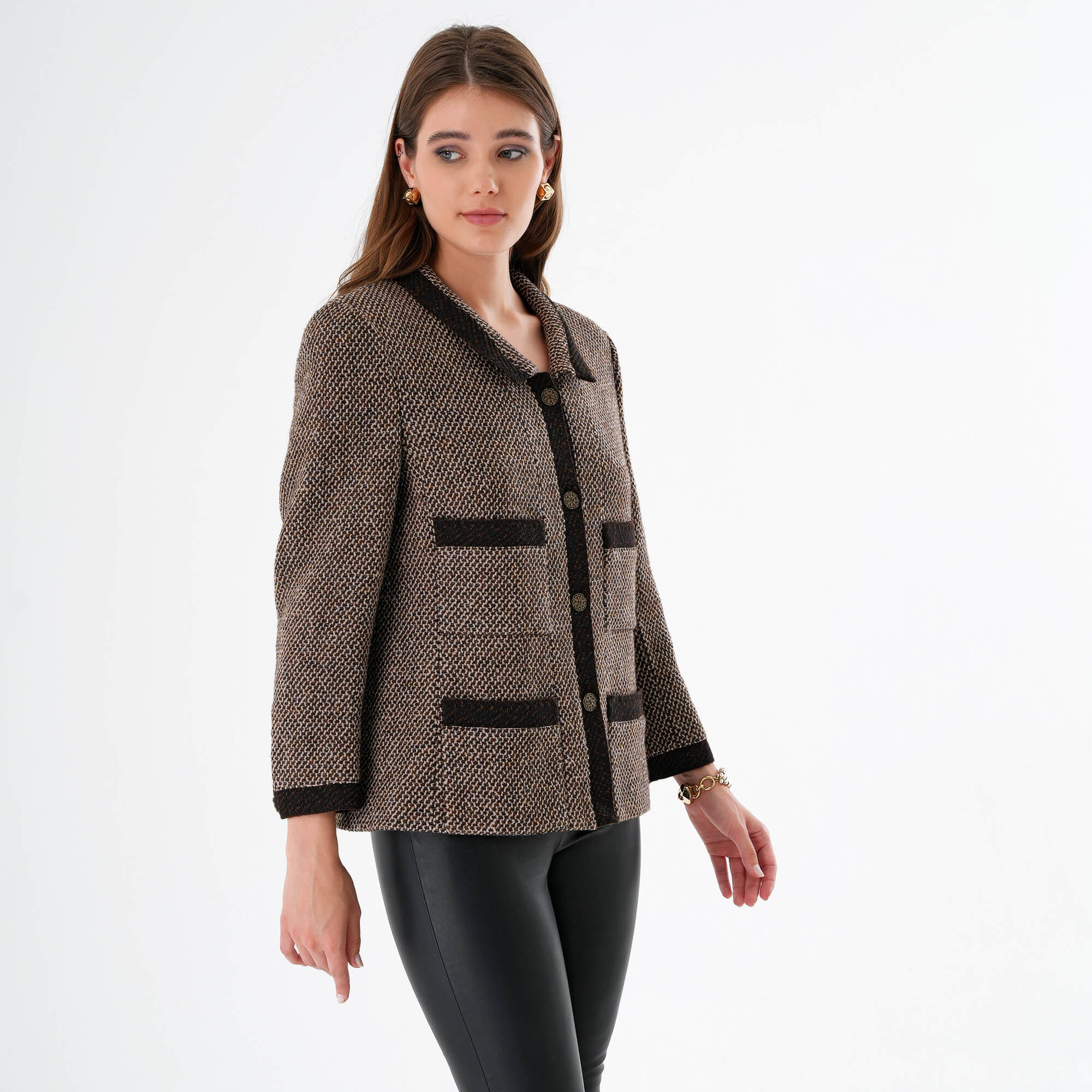 Chanel - 98A Vintage Brown Wool Classic Jacket FR46